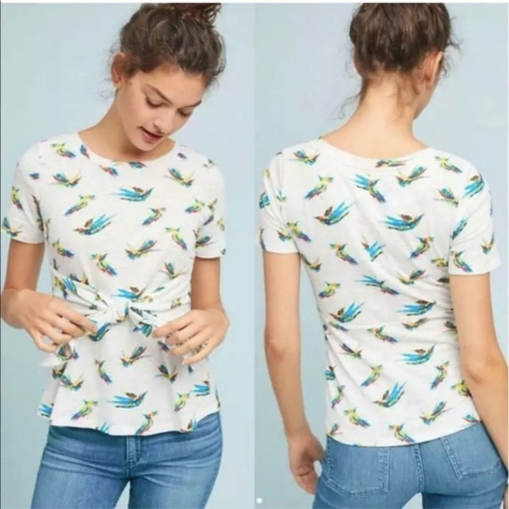 Anthropologie Meadow Rue Tie Front Bird Top  Size: Small